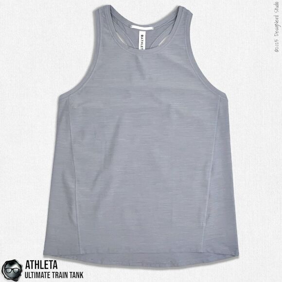 ATHLETA ULTIMATE TRAIN TEXTURED TANK IN MUTED LILAC / WHITE SIZE S RACERBACK - Picture 1 of 11